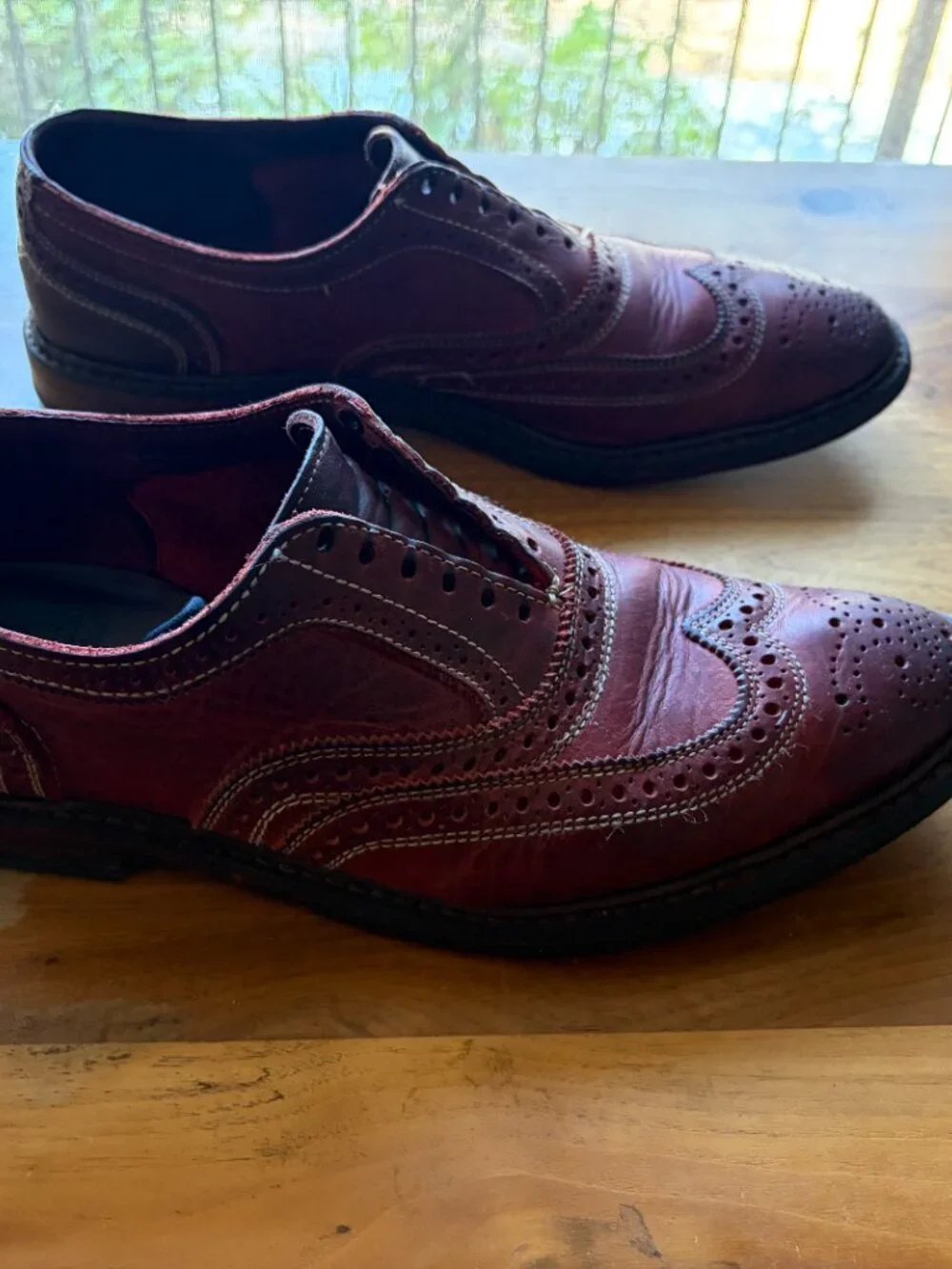 Allen Edmonds Neumok Red Leather Wingtip Oxford Brogue Shoes Men’s 9.5